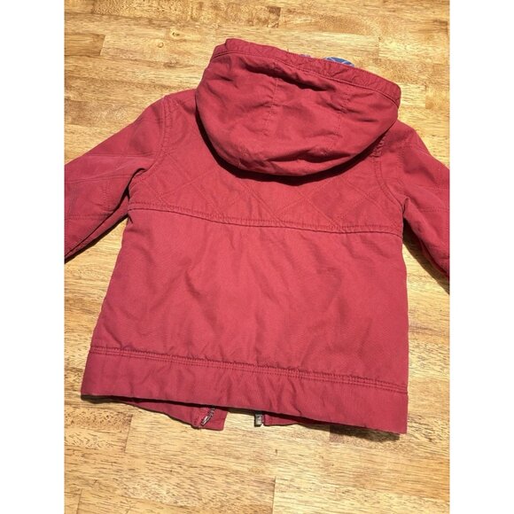OSHKOSH B'GOSH Toggle Peacoat Red Boys Jacket Quilted Zip Up Removable Hoodie 4T - Picture 7 of 8